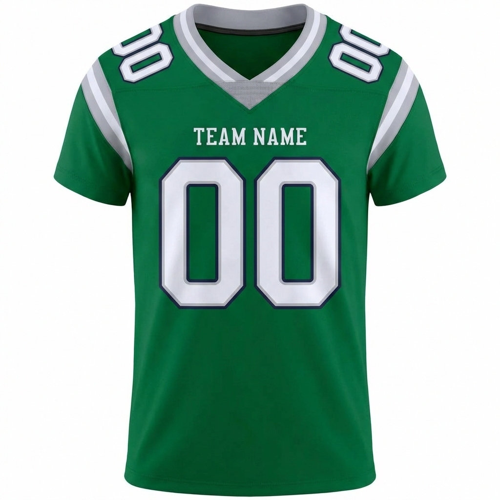 Custom Kelly Green & White/Sliver Football Jersey