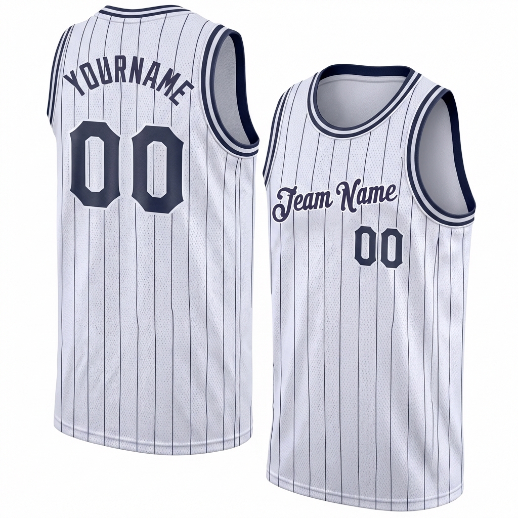 Custom White & Black Pinstripes Basketball City Edition Jersey