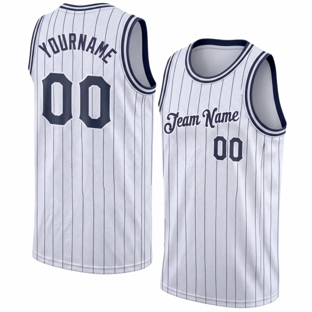 Custom White & Black Pinstripes Basketball City Edition Jersey