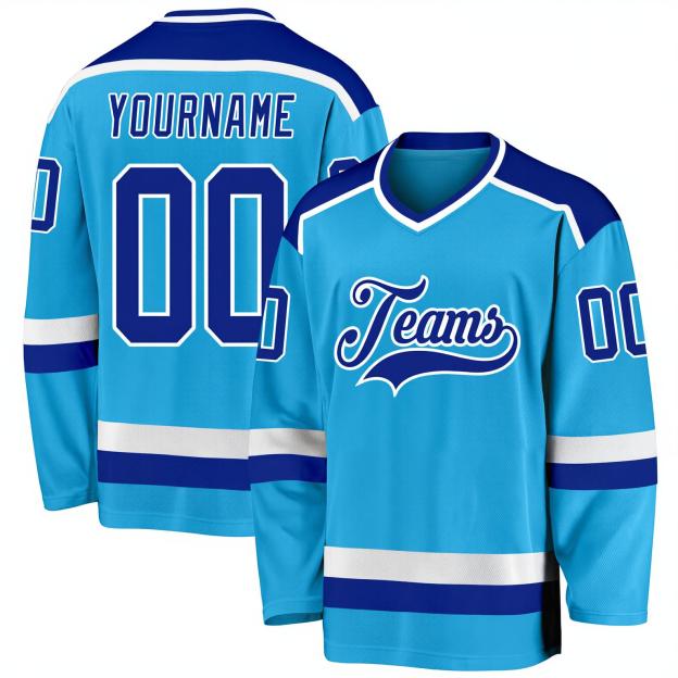 Custom Blue & Royal/White Hockey Jersey