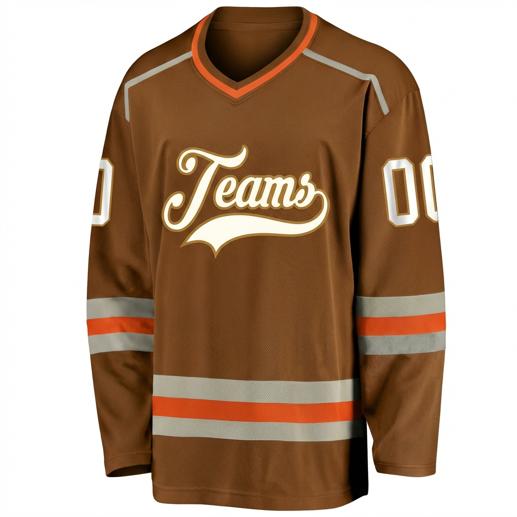 Custom Brown & White Hockey Jersey