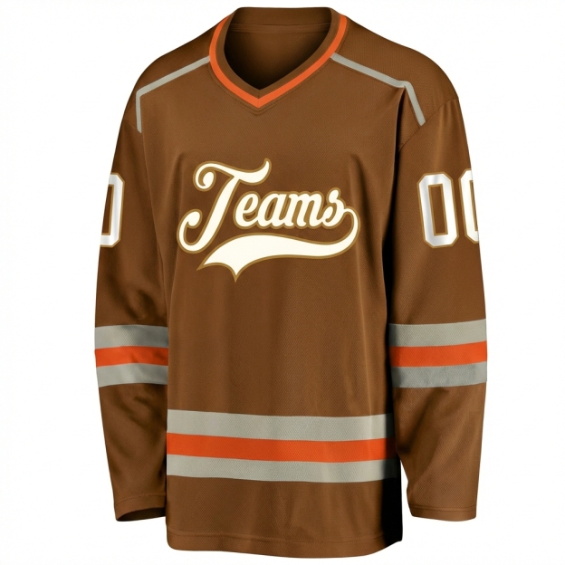 Custom Brown & White Hockey Jersey