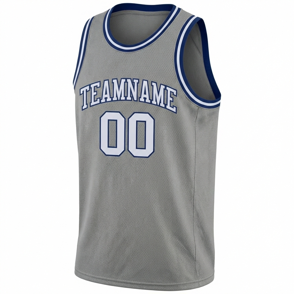 Custom Grey & White/Navy Basketball City Edition Jersey