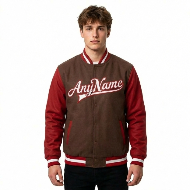 Custom Black & White/Burgundy Full-Snap Raglan Sleeves Fleece Jacket