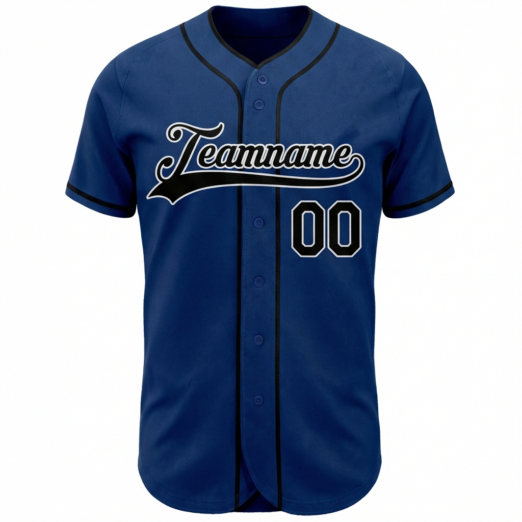 Custom Royal Blue & Black/White Baseball Jersey