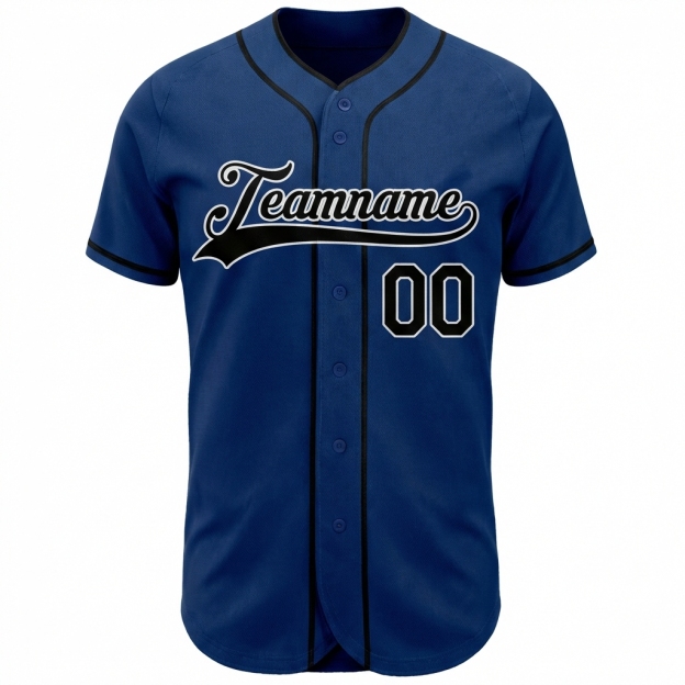 Custom Royal Blue & Black/White Baseball Jersey