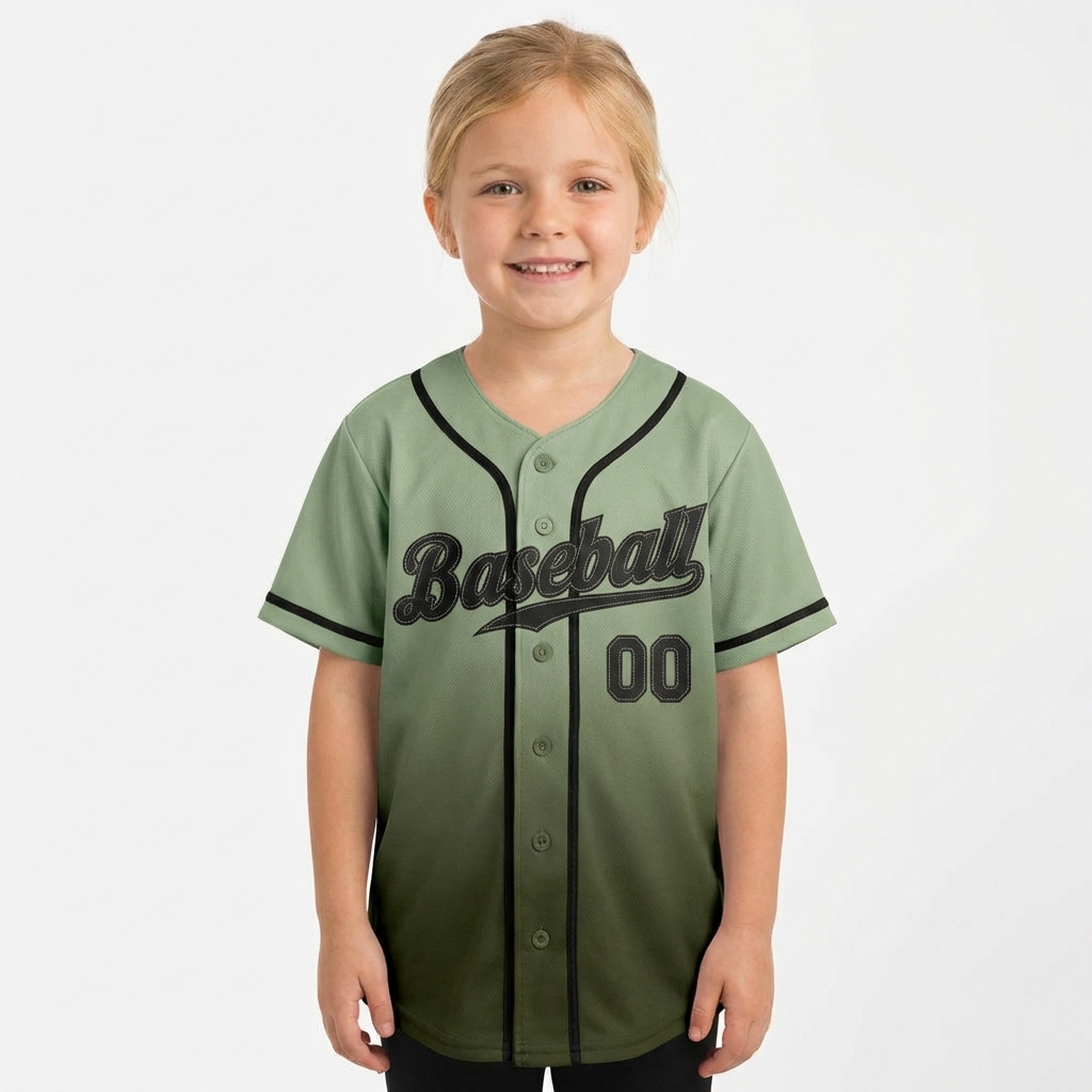 Custom Olive & Black Gradient Baseball Jersey