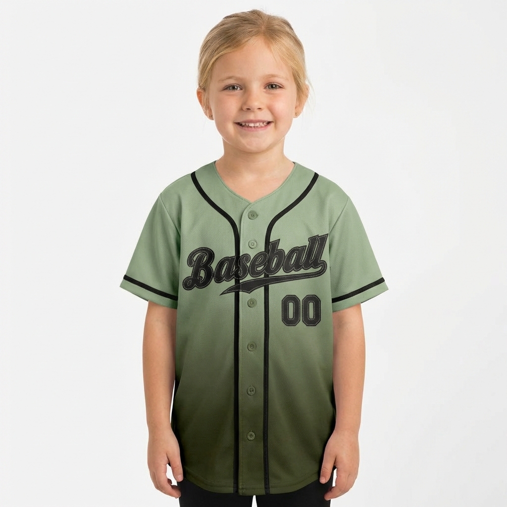 Custom Olive & Black Gradient Baseball Jersey
