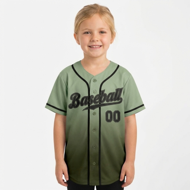 Custom Olive & Black Gradient Baseball Jersey