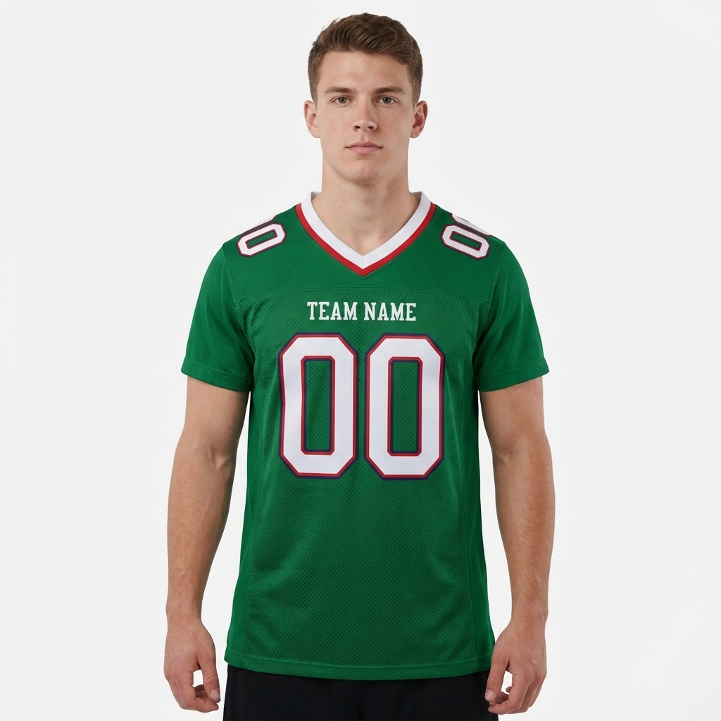 Custom Kelly Green & White/Black Football Jersey