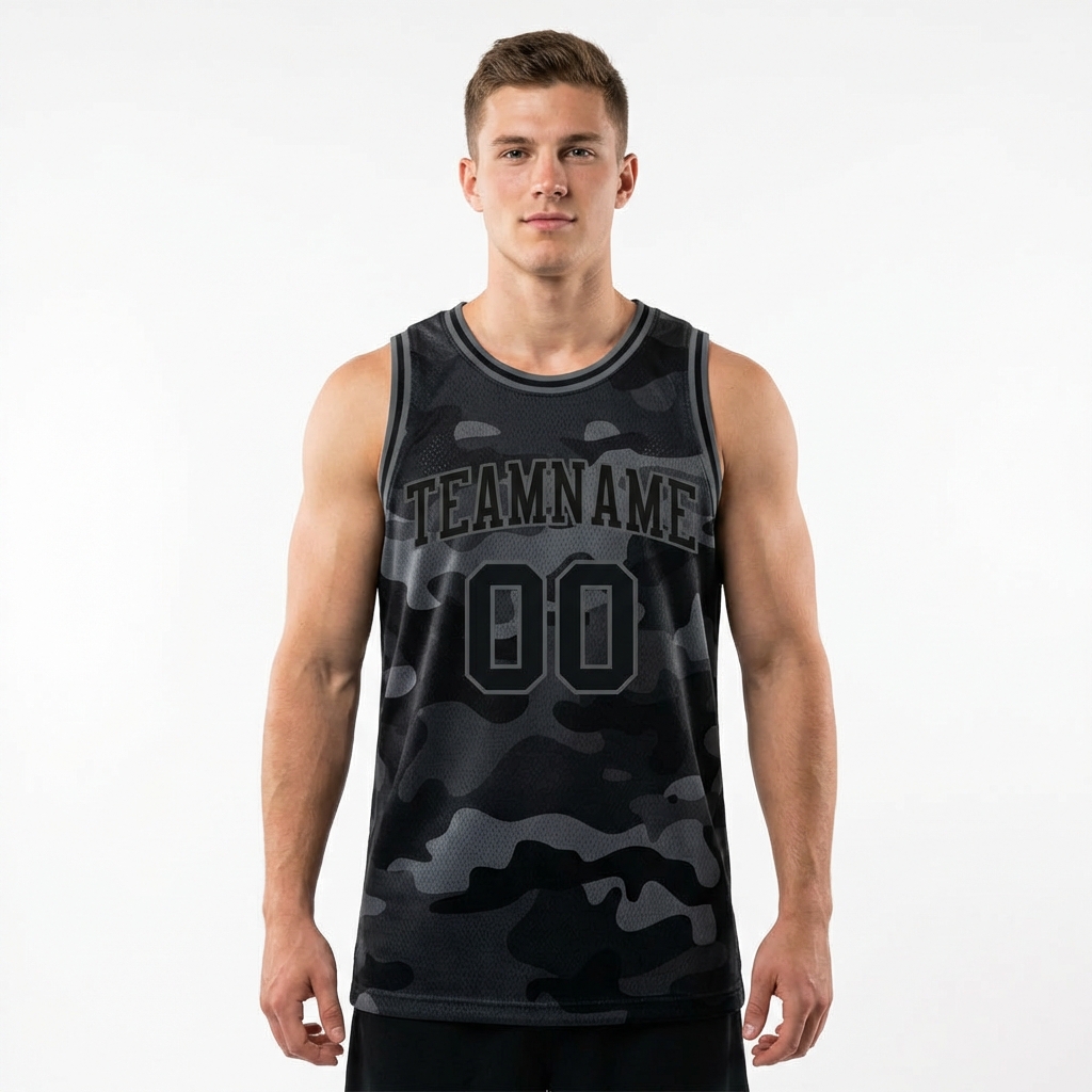 Custom Camo Black & Grey Salute To Service Basketball City Edition Jersey