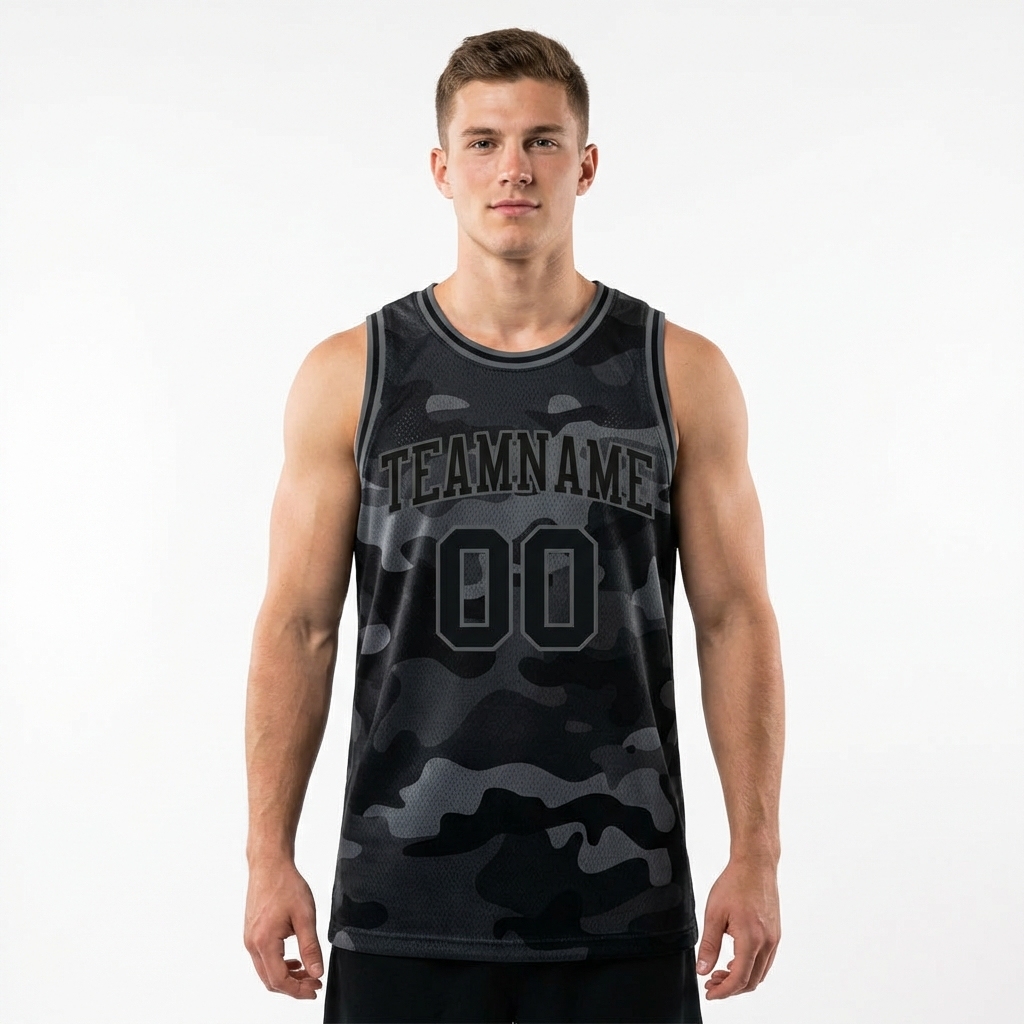 Custom Camo Black & Grey Salute To Service Basketball City Edition Jersey