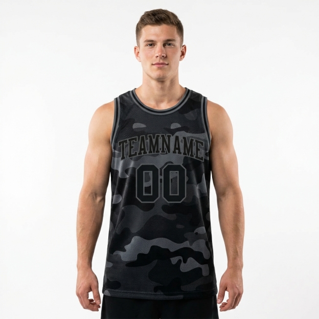 Custom Camo Black & Grey Salute To Service Basketball City Edition Jersey