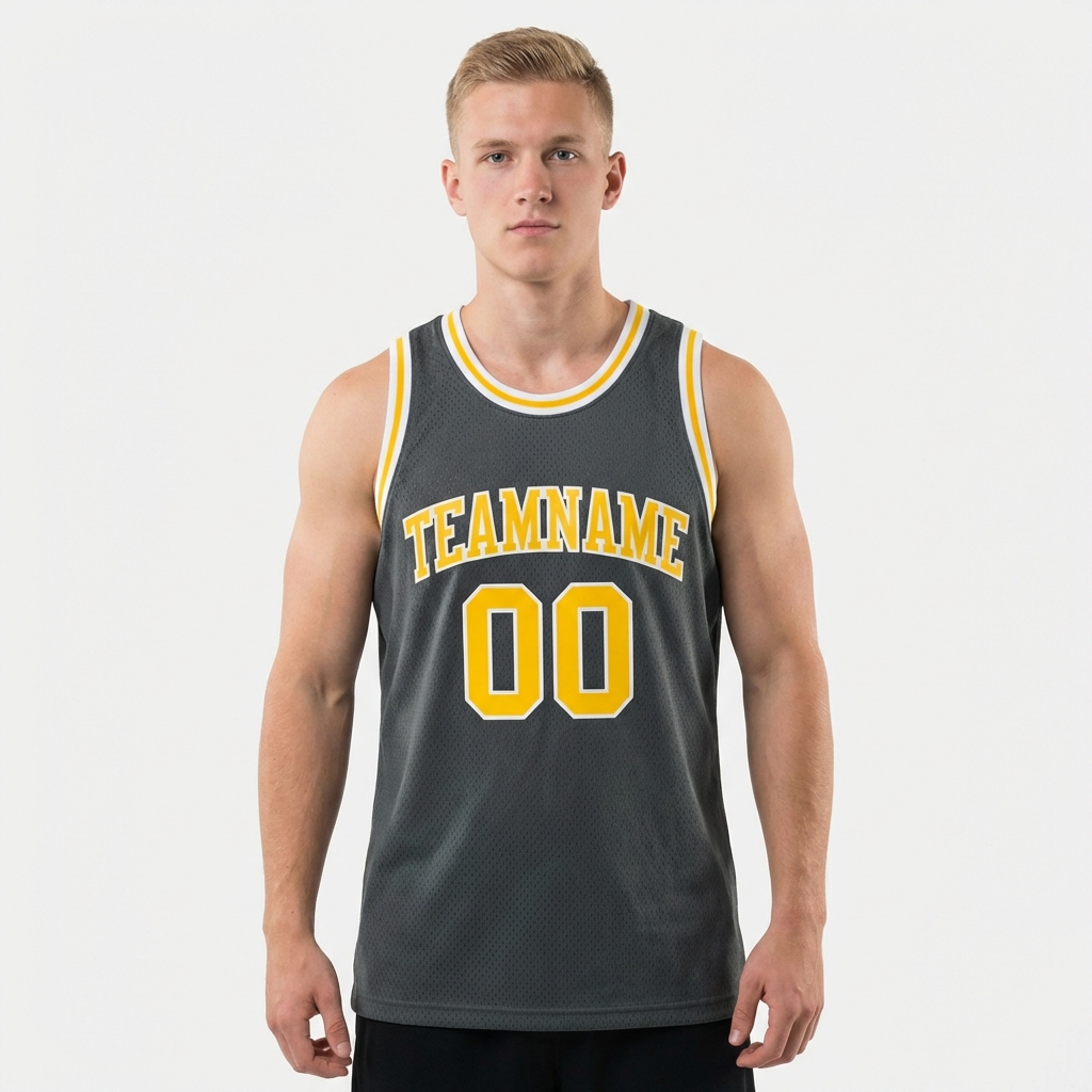 Custom Dark Grey & Yellow/White Basketball City Edition Jersey