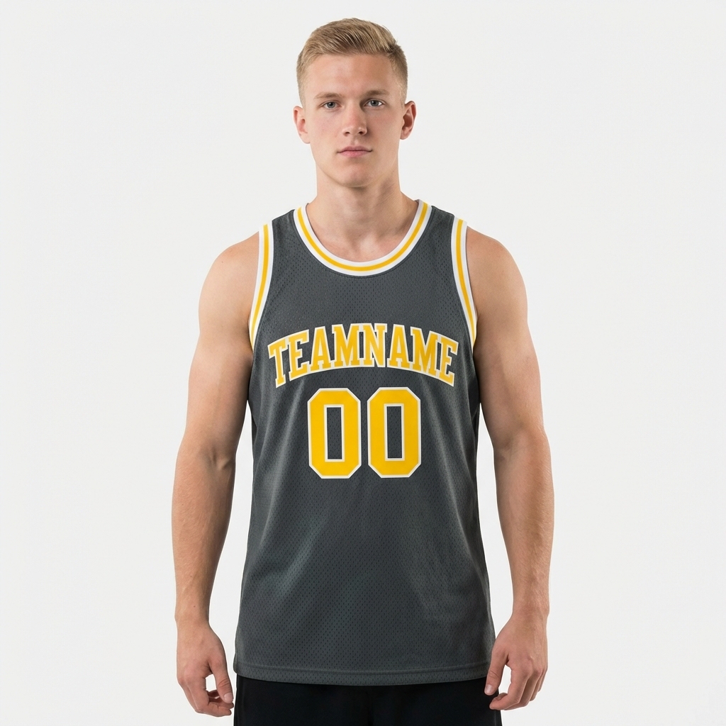 Custom Dark Grey & Yellow/White Basketball City Edition Jersey