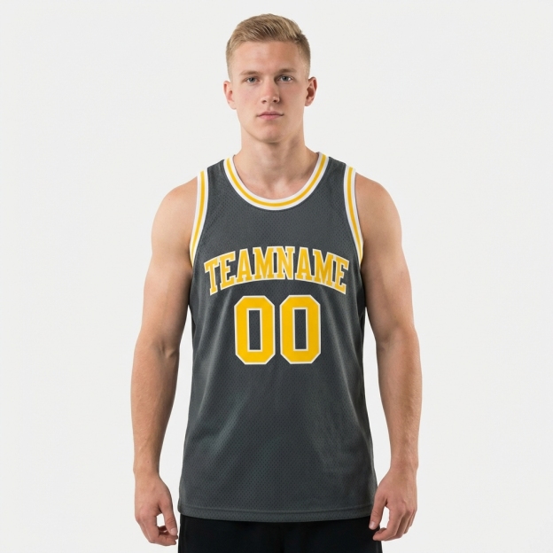 Custom Dark Grey & Yellow/White Basketball City Edition Jersey