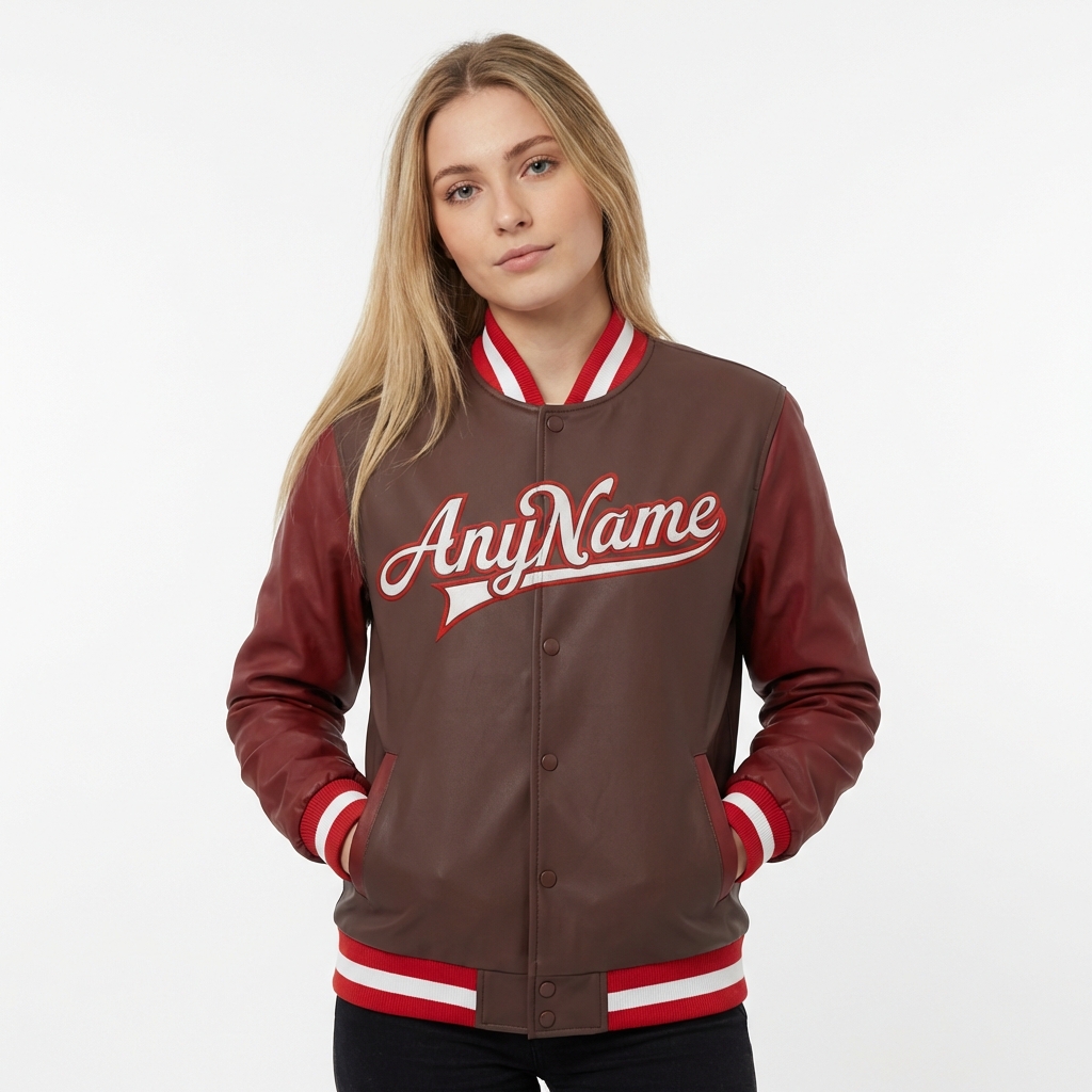Custom Black & White/Burgundy Full-Snap Raglan Sleeves Fleece Jacket