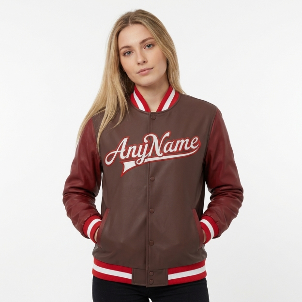 Custom Black & White/Burgundy Full-Snap Raglan Sleeves Fleece Jacket