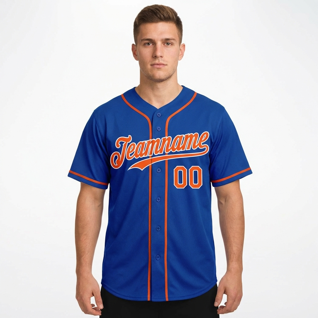 Custom Royal Blue & Orange/White Baseball Jersey