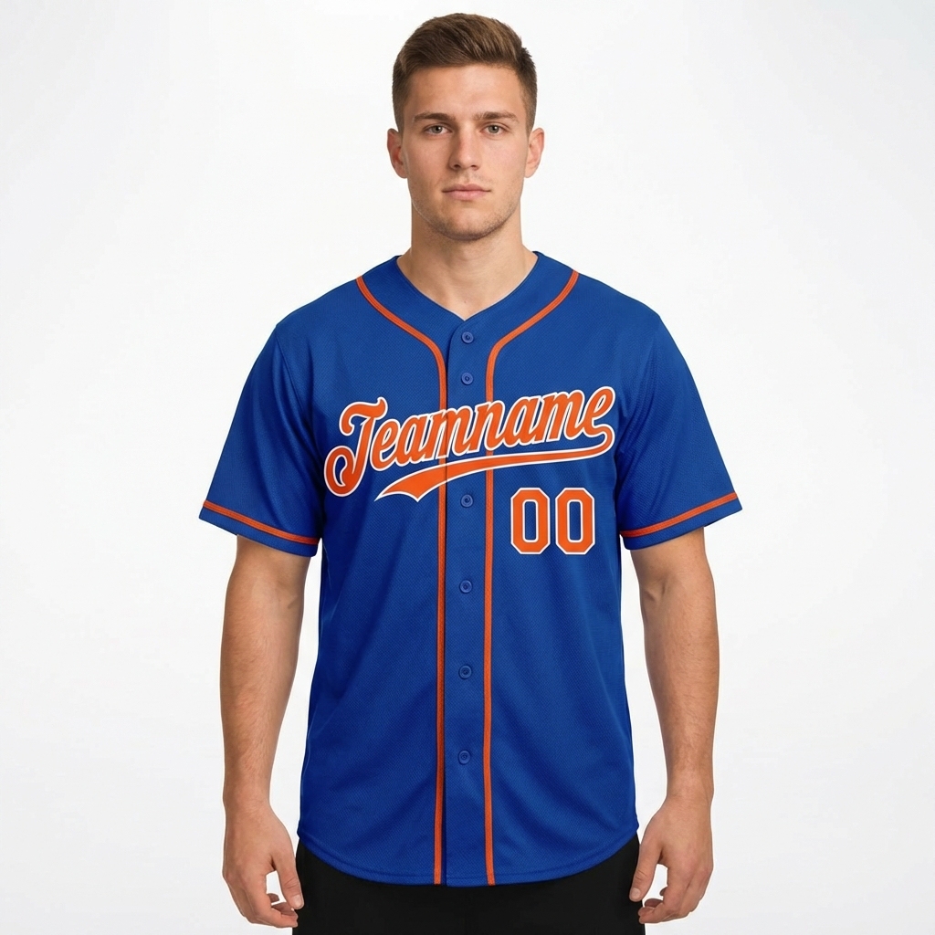 Custom Royal Blue & Orange/White Baseball Jersey