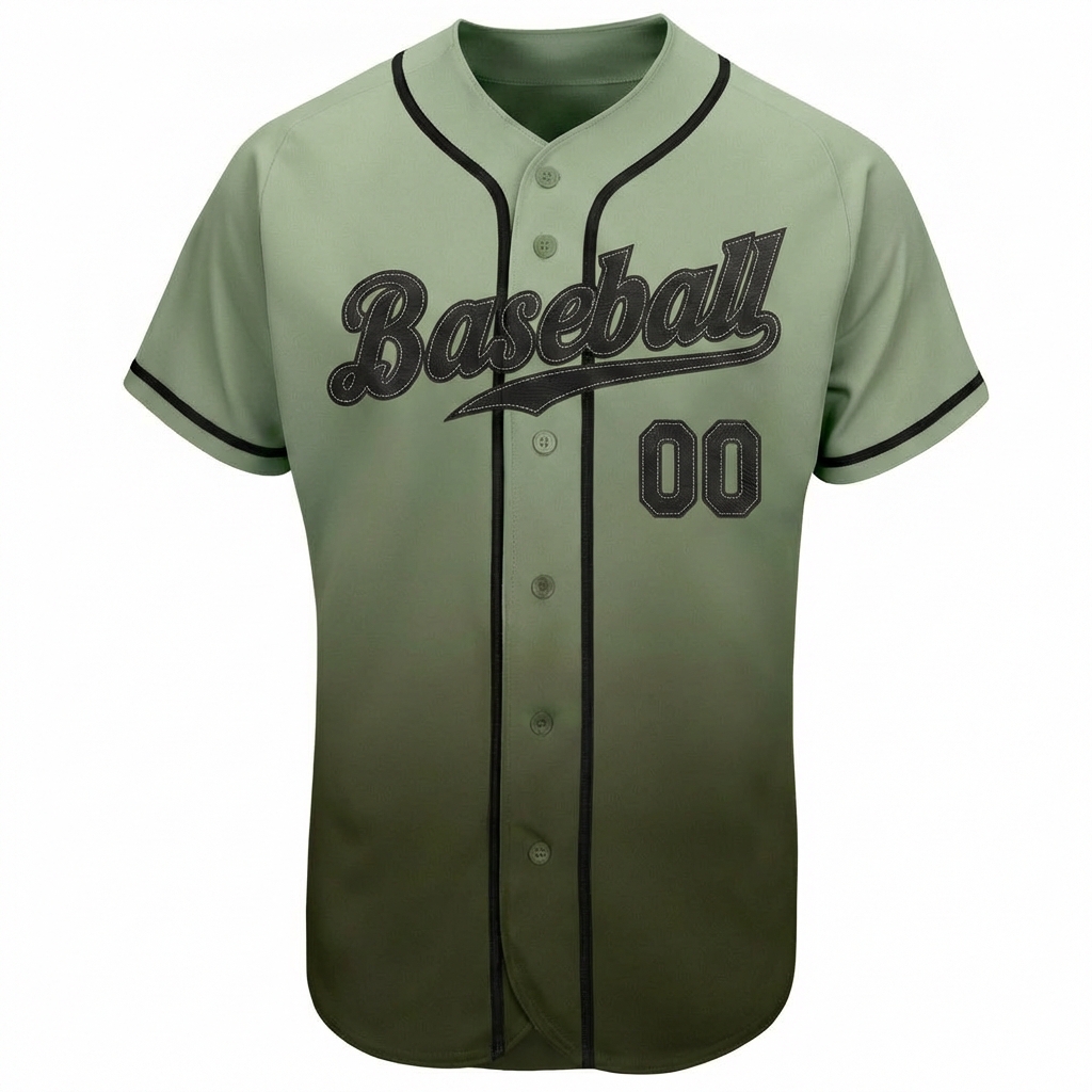 Custom Olive & Black Gradient Baseball Jersey