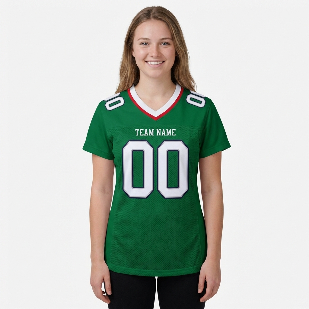 Custom Kelly Green & White/Black Football Jersey