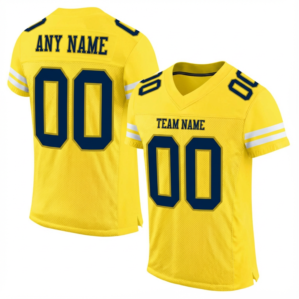 Custom Yellow & Navy/White Football Jersey