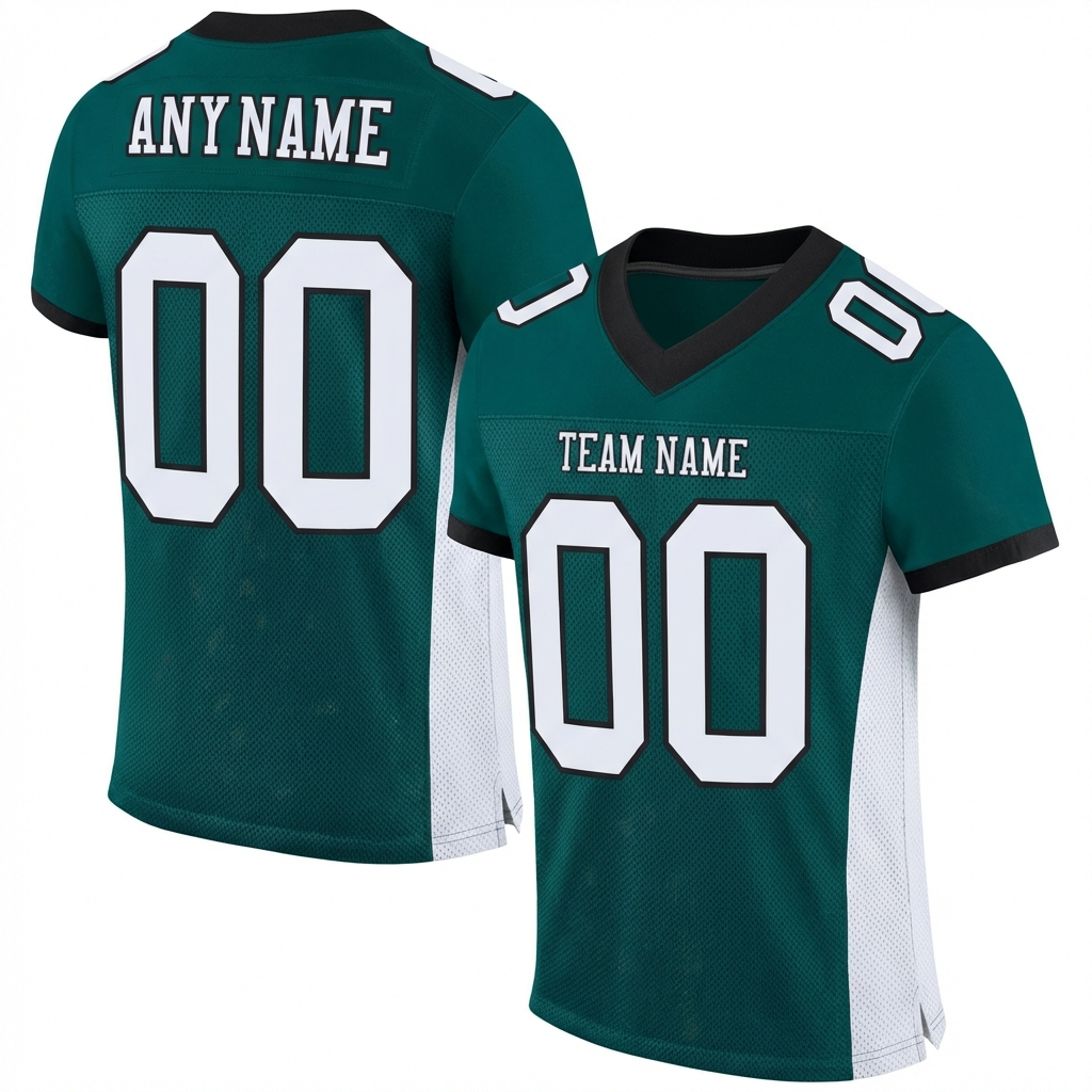 Custom Midnight Green & White/Black Football Jersey
