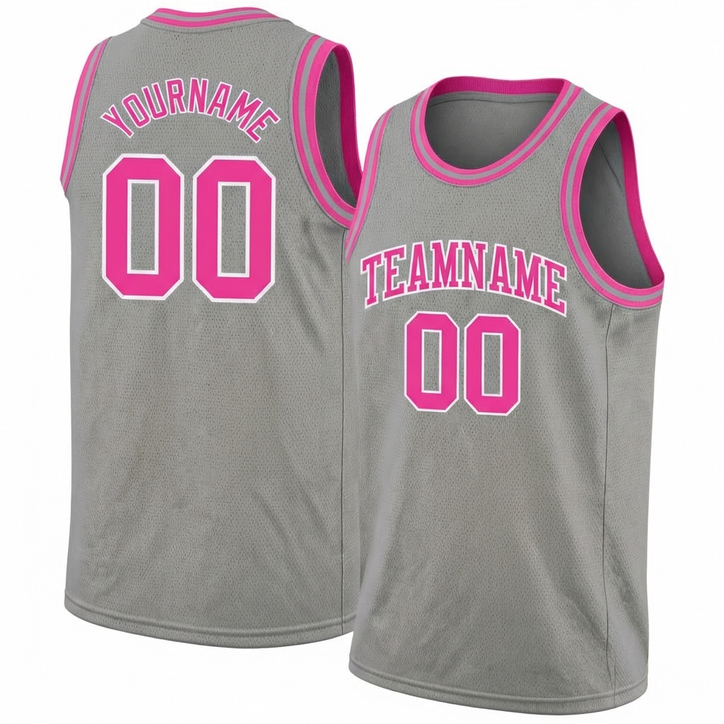 Custom Grey & Pink/White Basketball City Edition Jersey