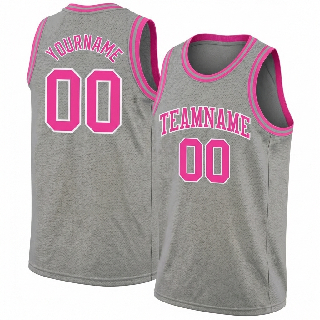 Custom Grey & Pink/White Basketball City Edition Jersey