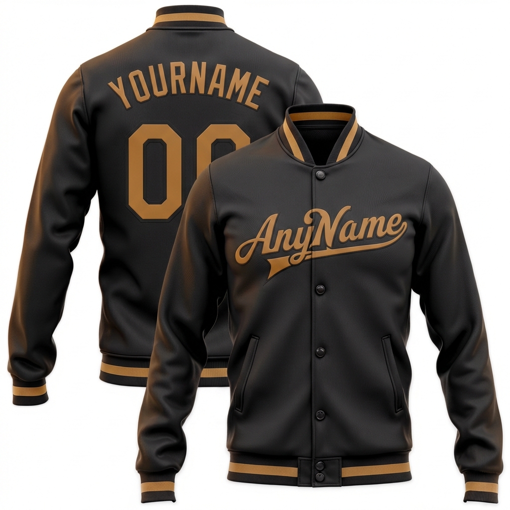 Custom Black & Khaki Full-Snap Fleece Jacket