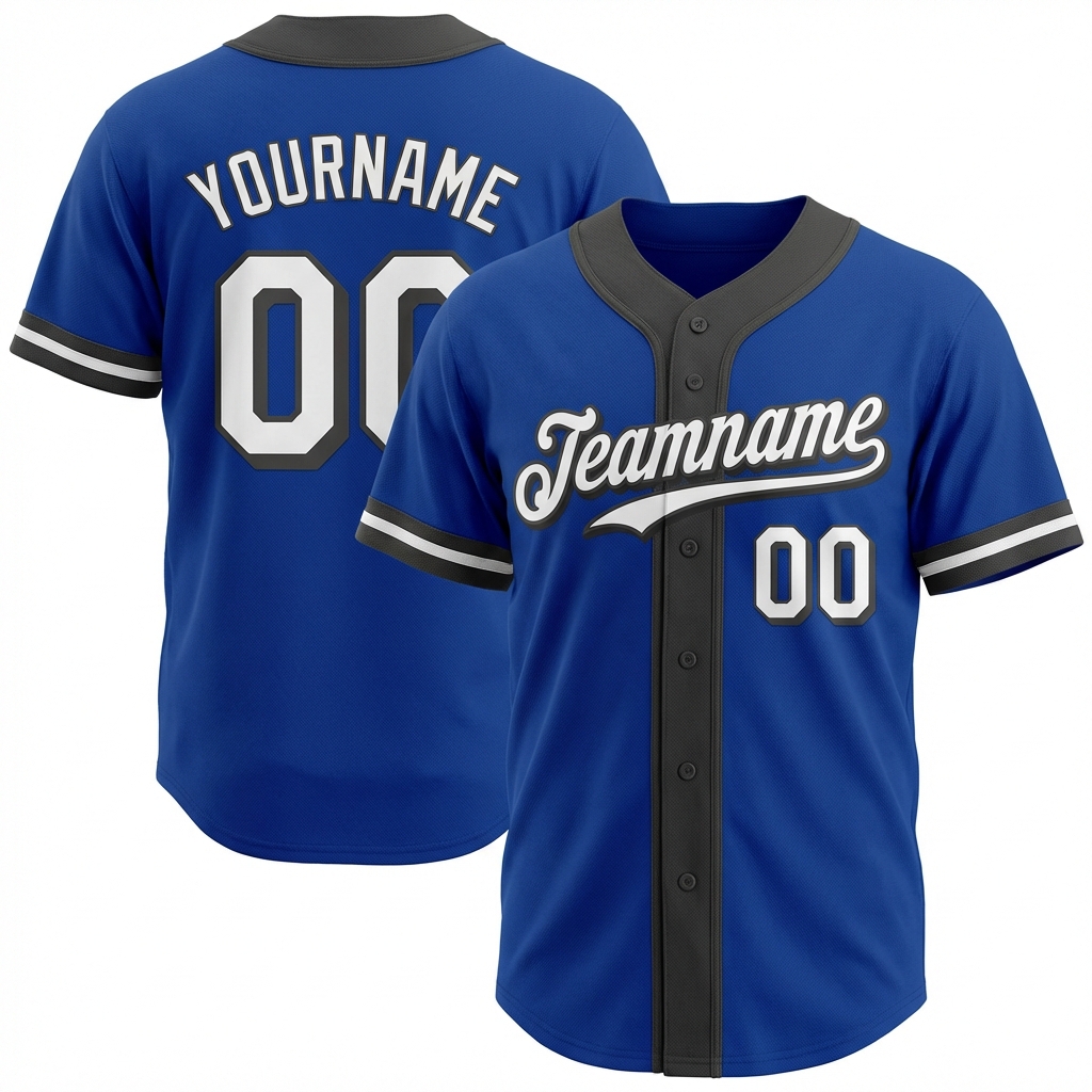 Custom Royal Blue & White/Black Baseball Jersey