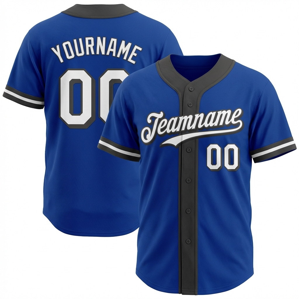 Custom Royal Blue & White/Black Baseball Jersey