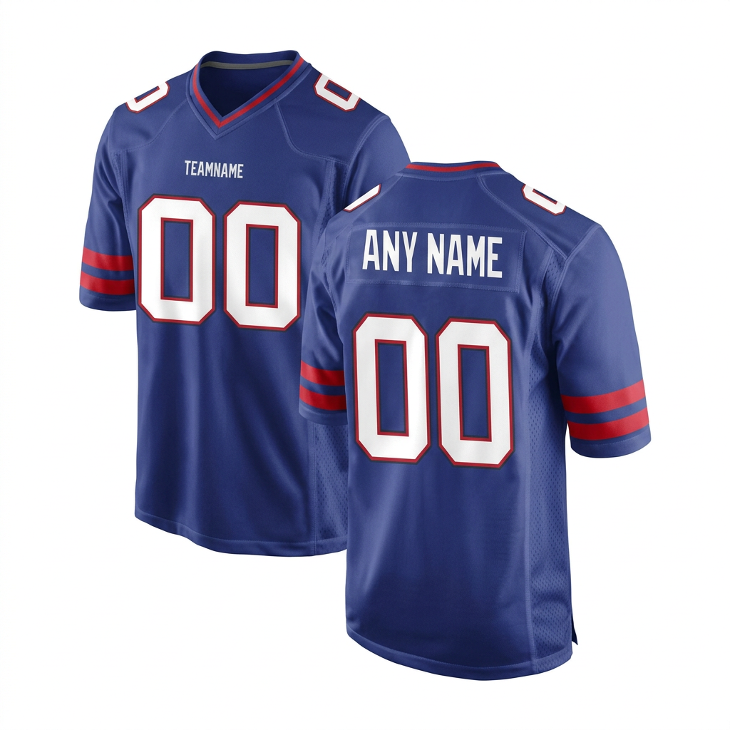 Custom Royal Blue & White/Red Football Jersey