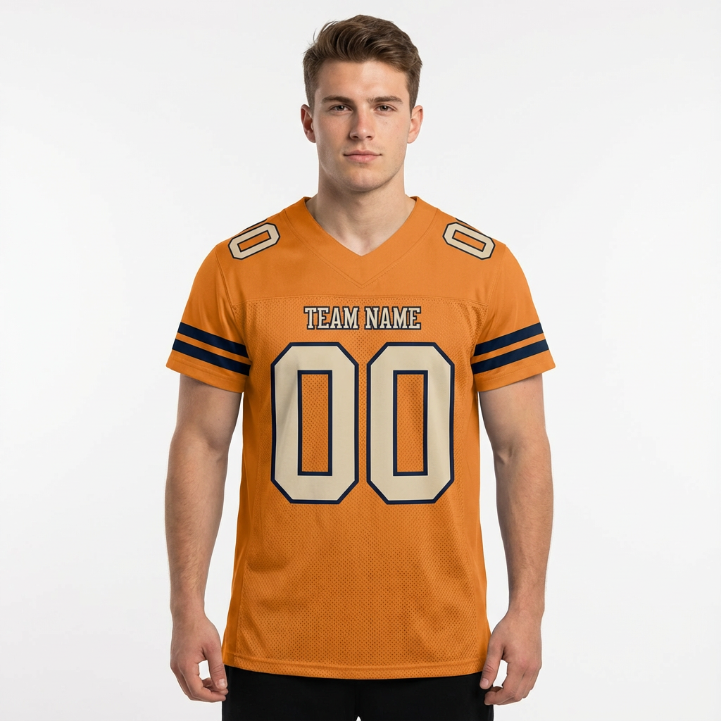 Custom Orange & Cream/Black Football Jersey