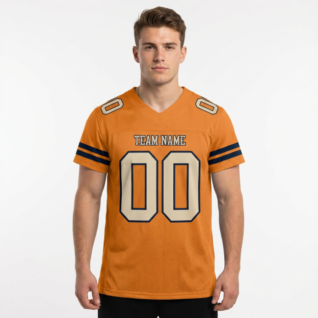Custom Orange & Cream/Black Football Jersey