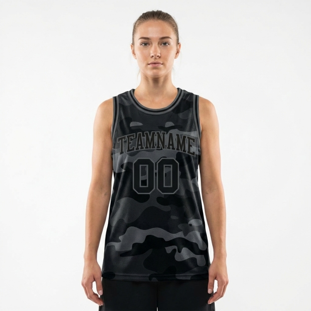 Custom Camo Black & Grey Salute To Service Basketball City Edition Jersey