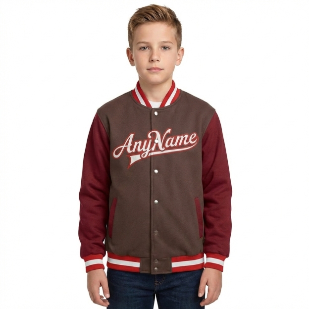 Custom Black & White/Burgundy Full-Snap Raglan Sleeves Fleece Jacket