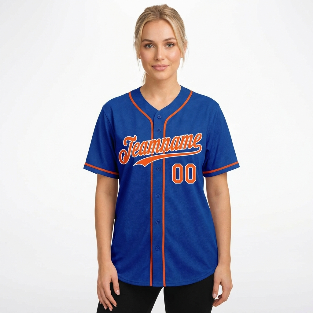 Custom Royal Blue & Orange/White Baseball Jersey
