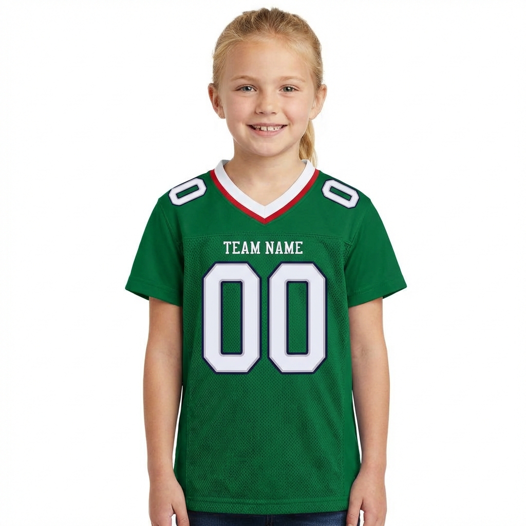 Custom Kelly Green & White/Black Football Jersey