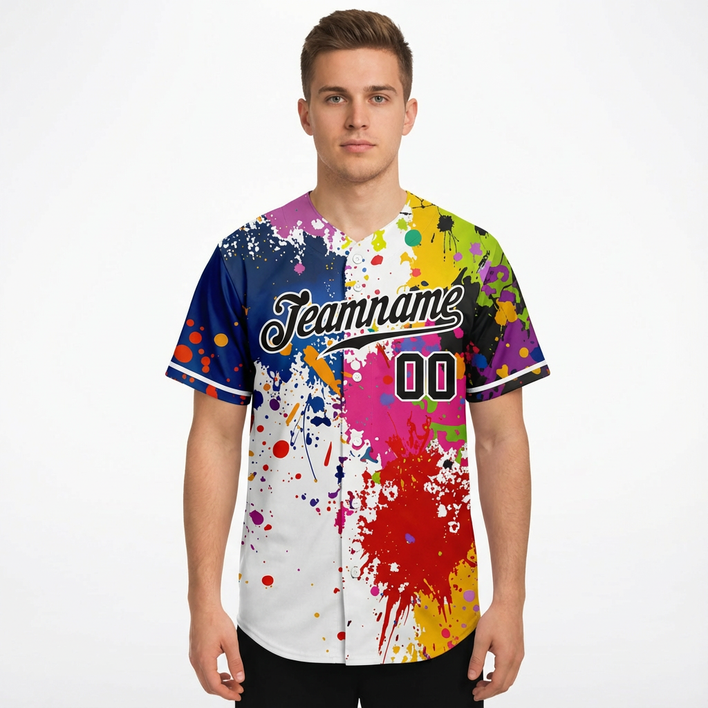 Custom Ink Splashes Black&White Baseball Jersey