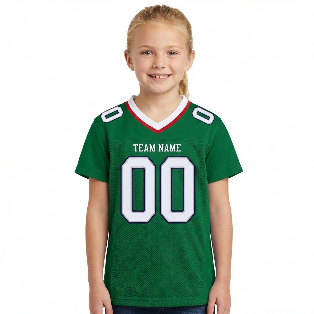 Custom Kelly Green & White/Black Football Jersey