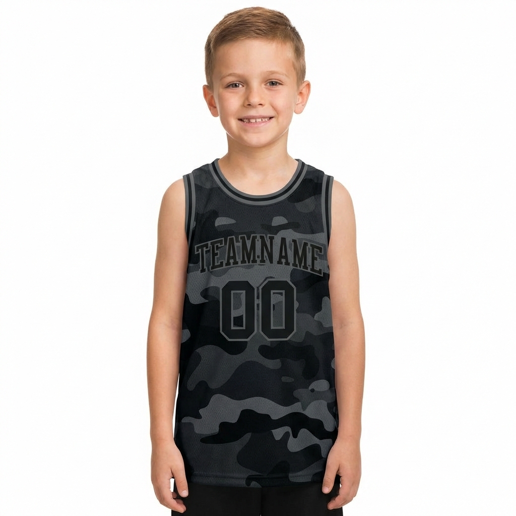 Custom Camo Black & Grey Salute To Service Basketball City Edition Jersey