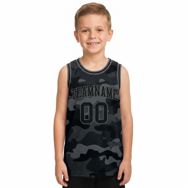 Custom Camo Black & Grey Salute To Service Basketball City Edition Jersey