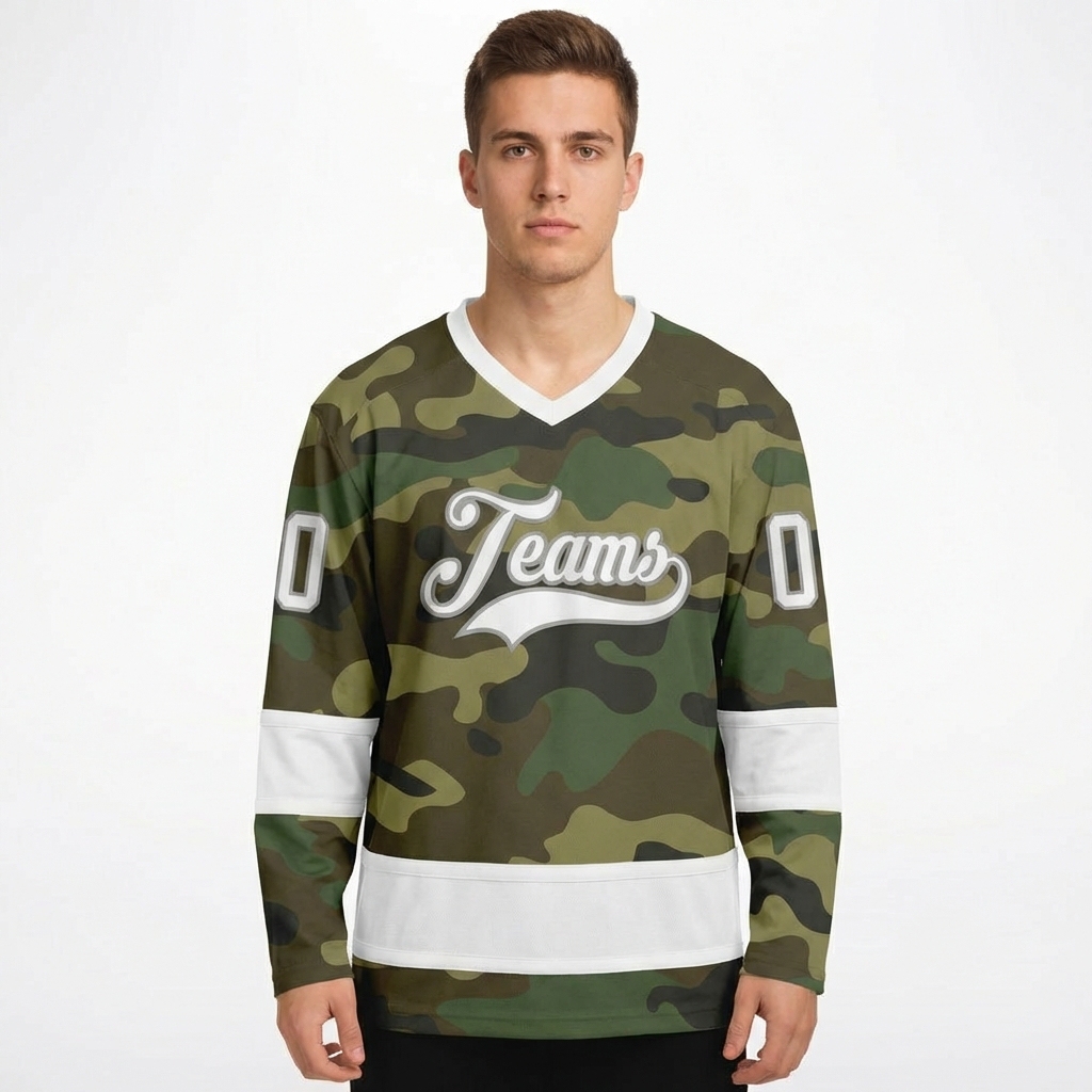 Custom Camo White & Grey Salute To Service Hockey Jersey