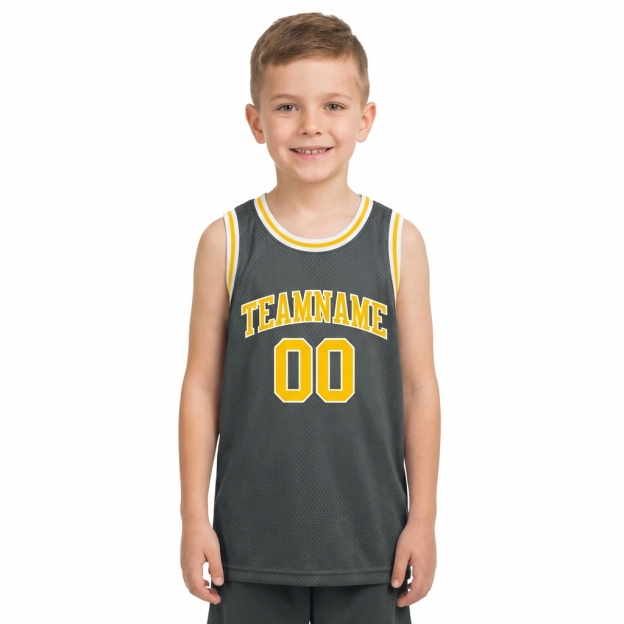 Custom Dark Grey & Yellow/White Basketball City Edition Jersey
