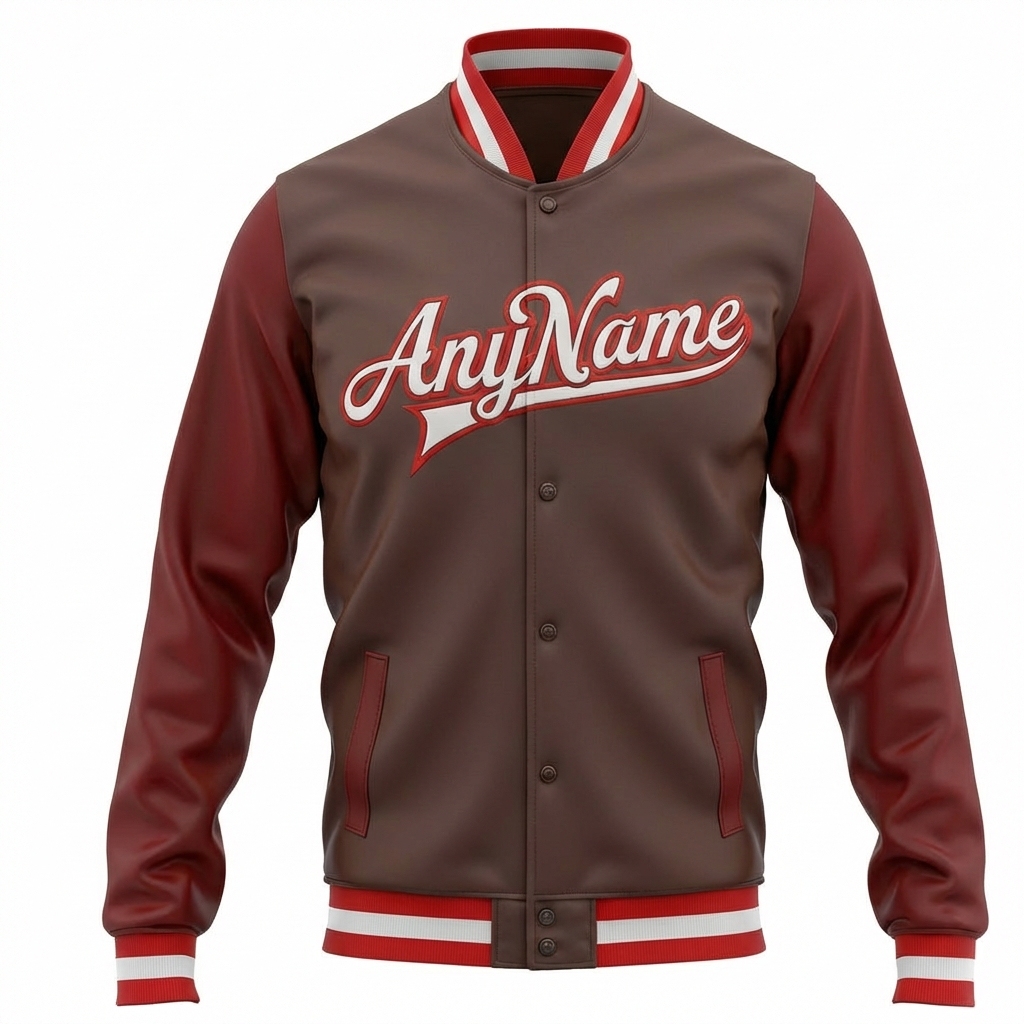 Custom Black & White/Burgundy Full-Snap Raglan Sleeves Fleece Jacket