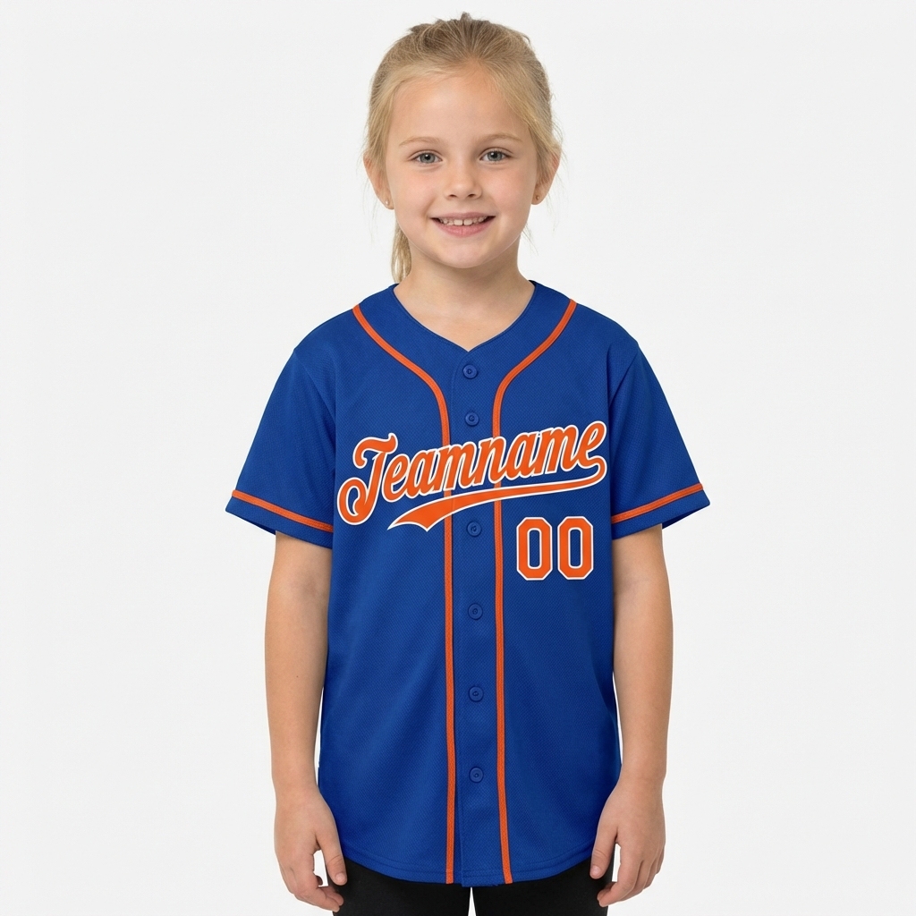 Custom Royal Blue & Orange/White Baseball Jersey