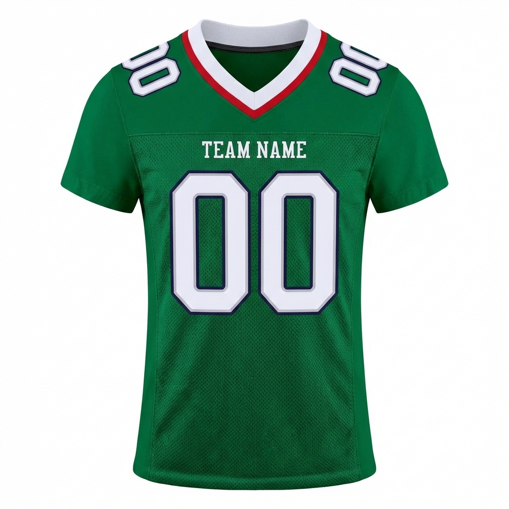 Custom Kelly Green & White/Black Football Jersey