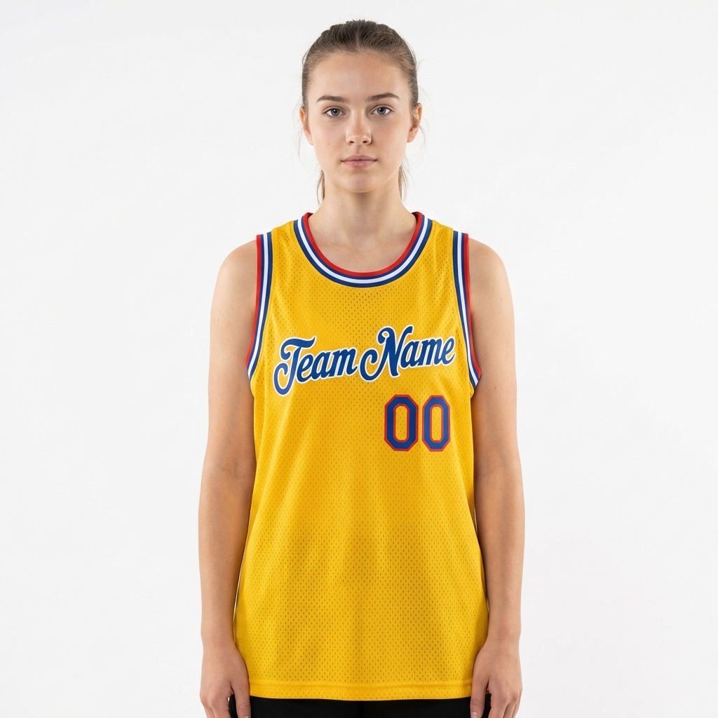 Custom Yellow & Royal/Red Basketball City Edition Jersey